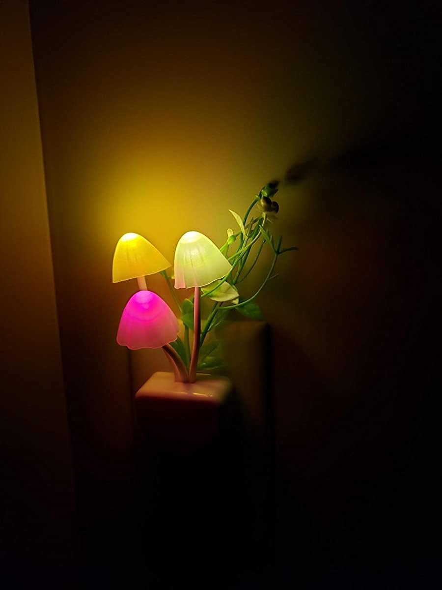 AUSAYE 2 Pack LED Sensor Night Light Plug-in NightLight Color Changing Lamp Mushroom Decor, Mini