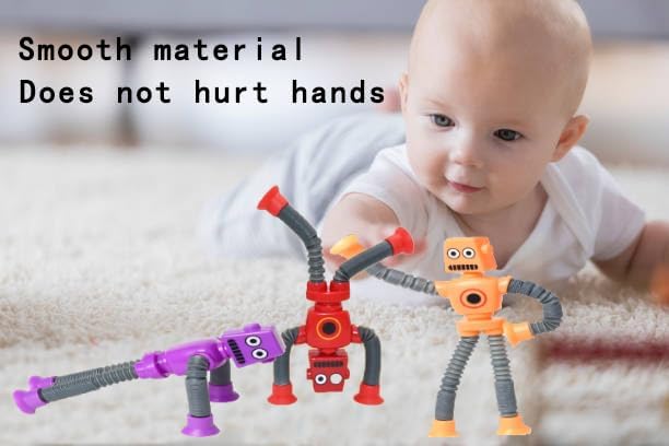 36PCS Telescopic Suction Cup Robot Toy,pop Tubes,Toys for Kids,Toddler Travel Toys,Toddler Sensory