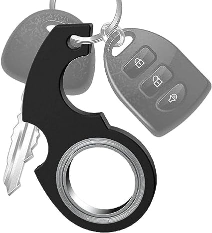 Black Keychain Spinner Fidget Ring Toy,Keychain Spinner Fidget Ring Metal Key Chain Spinner Fidget