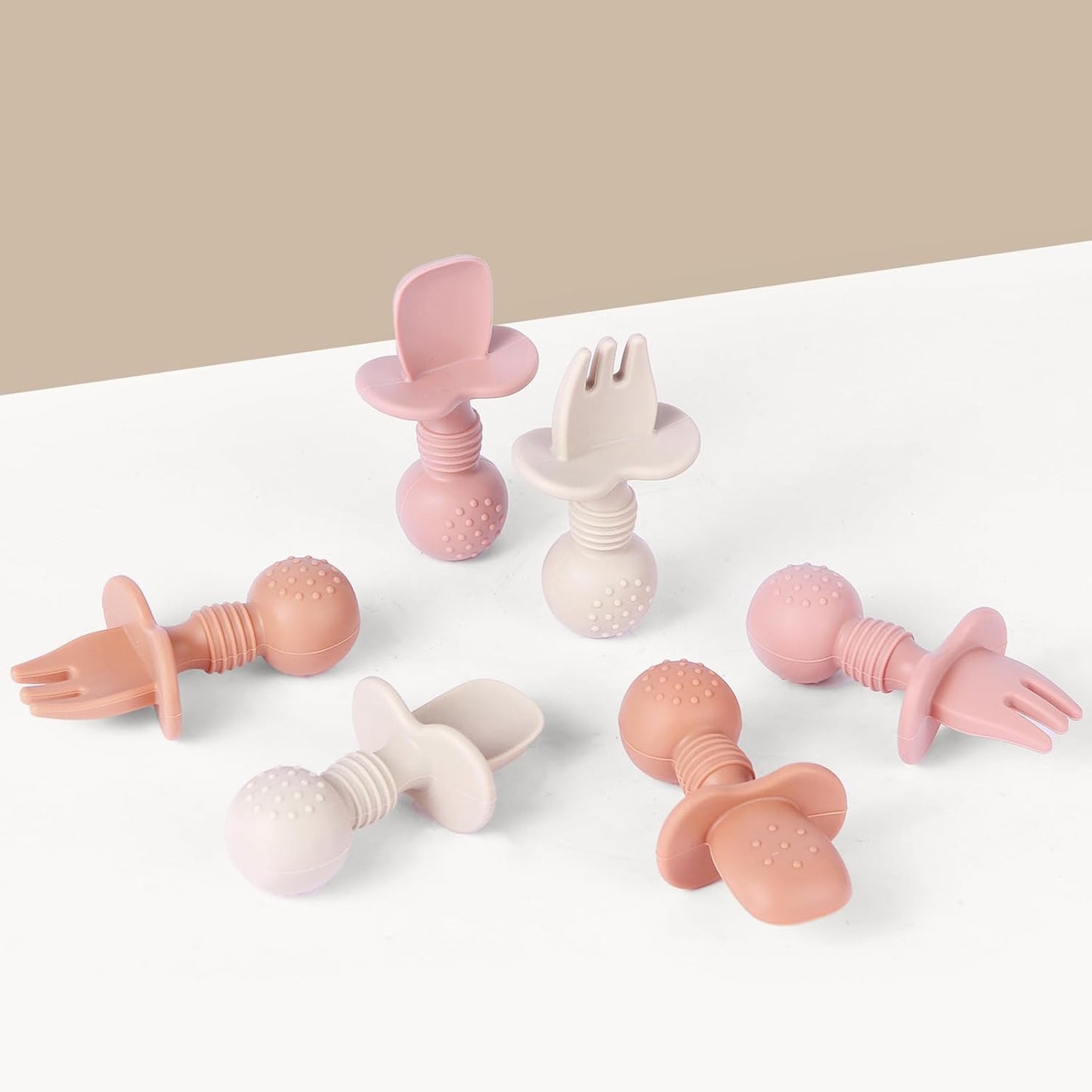 6 Pack Baby Spoons and Forks Set, Silicone Baby Spoons Self Feeding 6 Months for Toddler