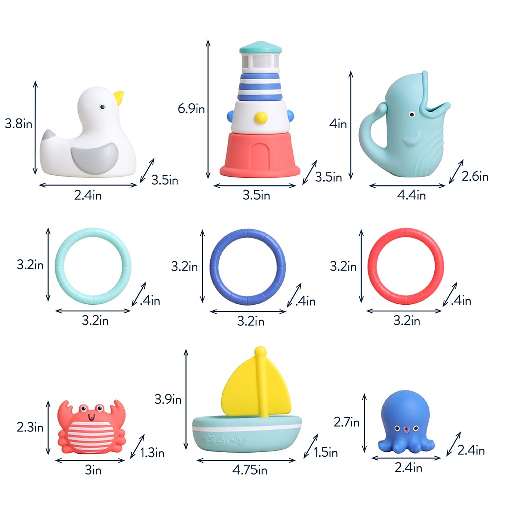 Itzy Ritzy Bathtime Gift Set, 12-Piece Baby Bath Toys, 6+ Months (Nautical)