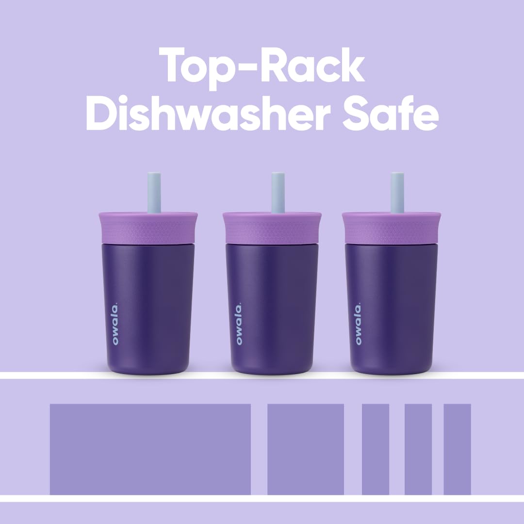 Owala Kids Insulation Stainless Steel Tumbler with Spill Resistant Flexible Straw, Easy to Clean