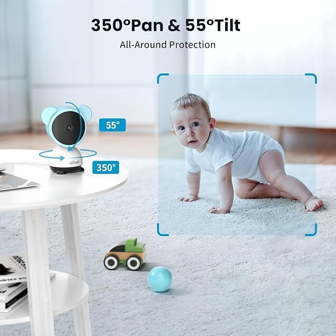 ieGeek 1080p Baby Monitor with Night Vision, 5" LCD Screen&Phone App Control, PTZ, 3000mAh Battery