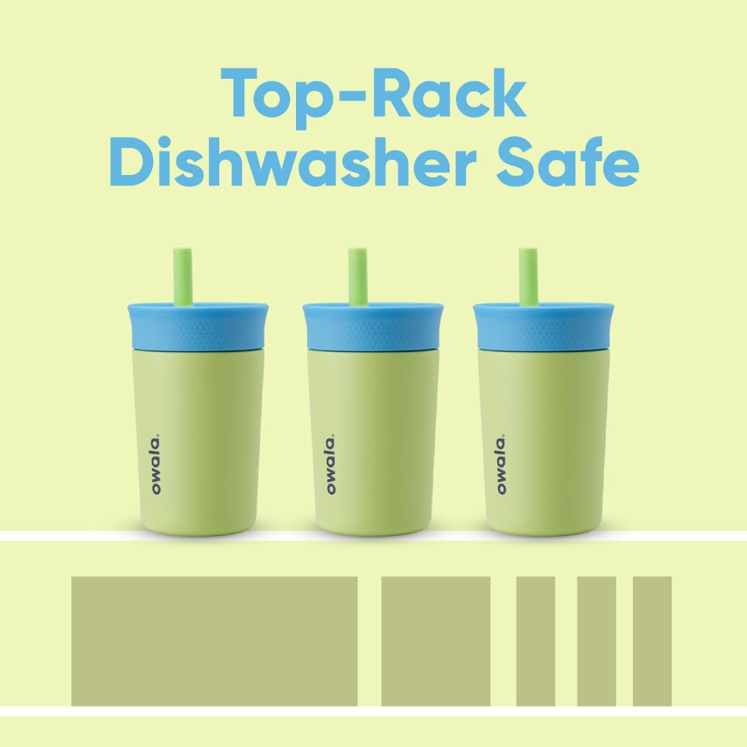 Owala Kids Insulation Stainless Steel Tumbler with Spill Resistant Flexible Straw, Easy to Clean