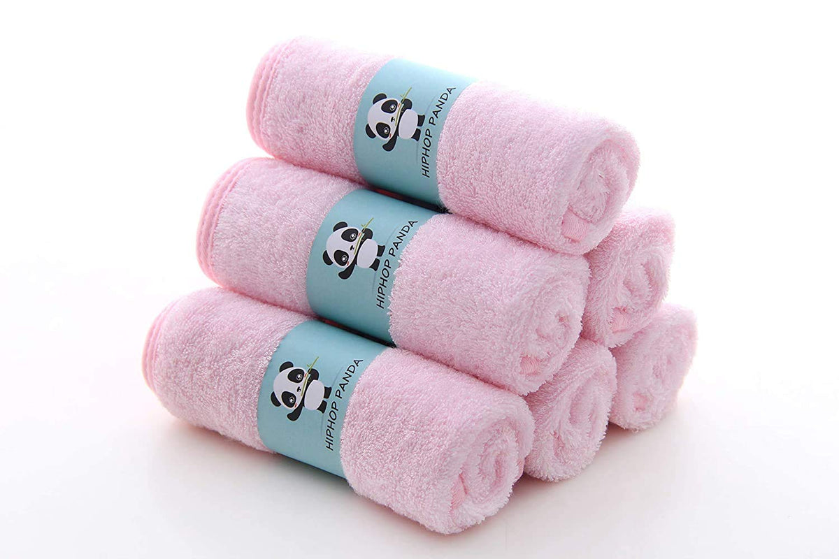 HIPHOP PANDA Baby Washcloths, Rayon Made from Bamboo - 2 Layer Ultra Soft Absorbent Newborn Bath