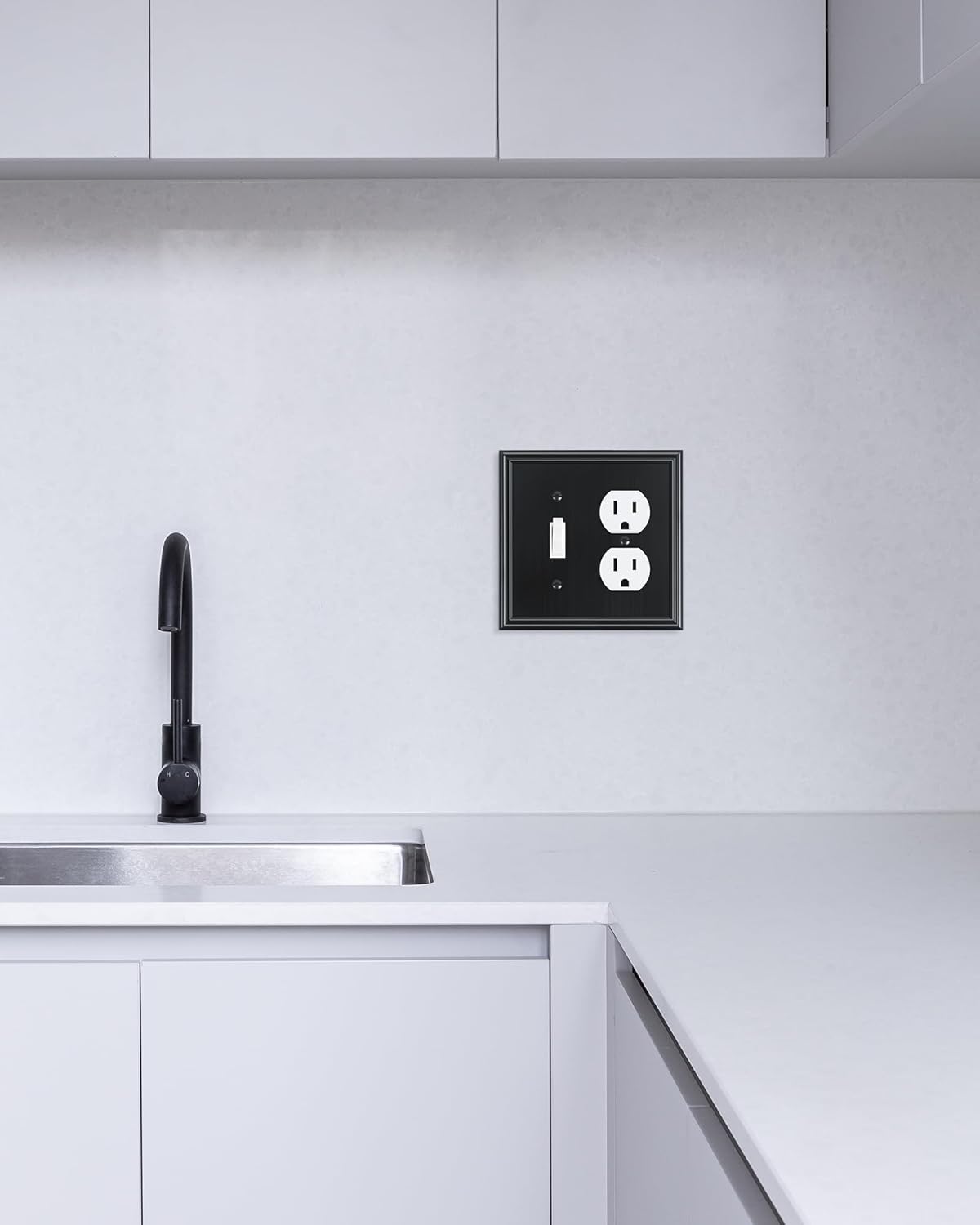 2-Pack Combo Toggle/Duplex Light Switch Cover Plate, Black Wall Outlet Cover Plate, Decorative Wall