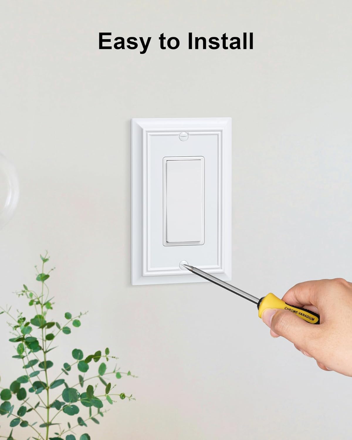 4-Pack Decorator Wall Plate Cover, Pure White Decorative Switch Plates and Outlet Covers, Durable