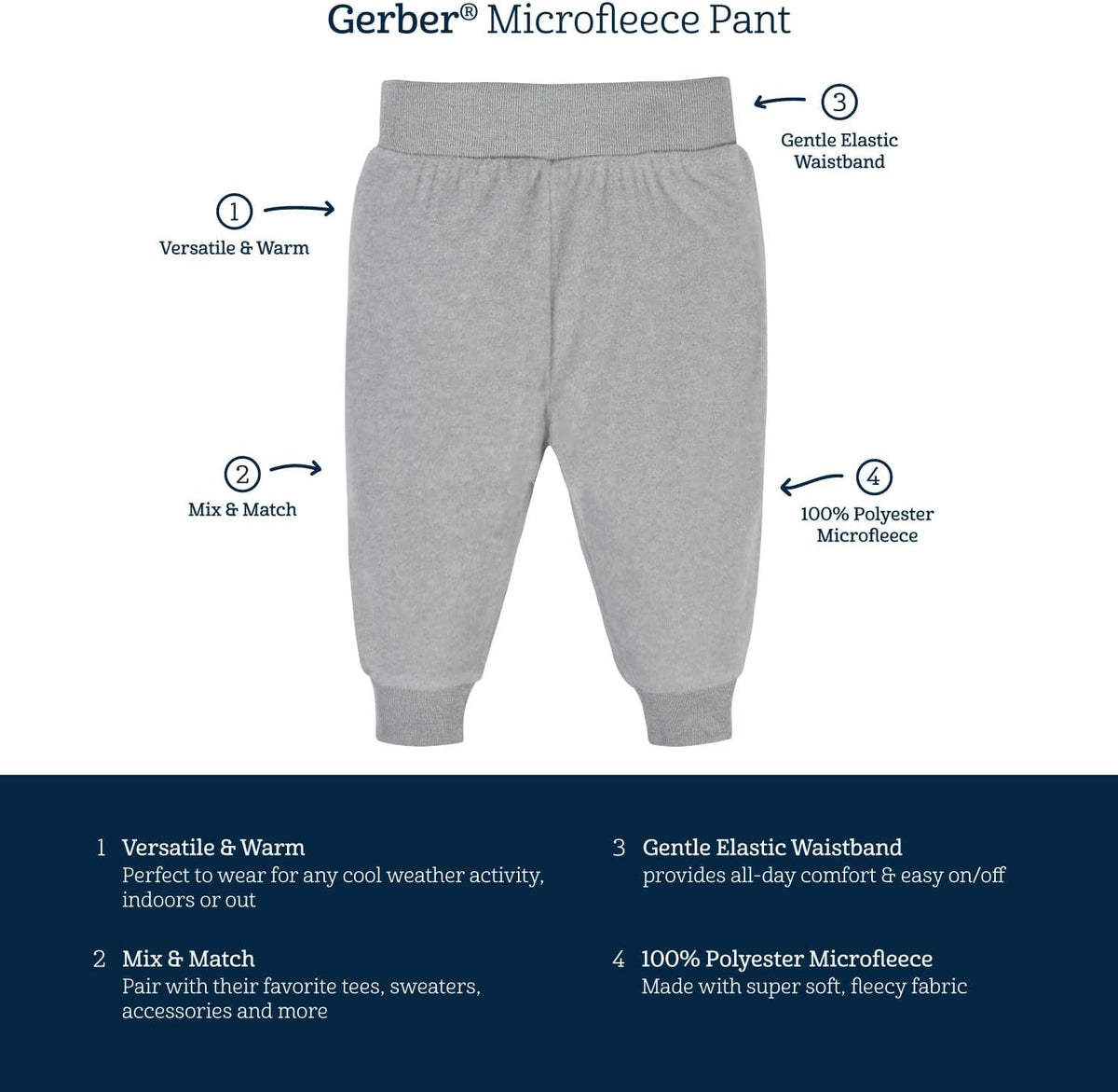 Gerber Baby Girls' 4-Pack Microfleece Pants
