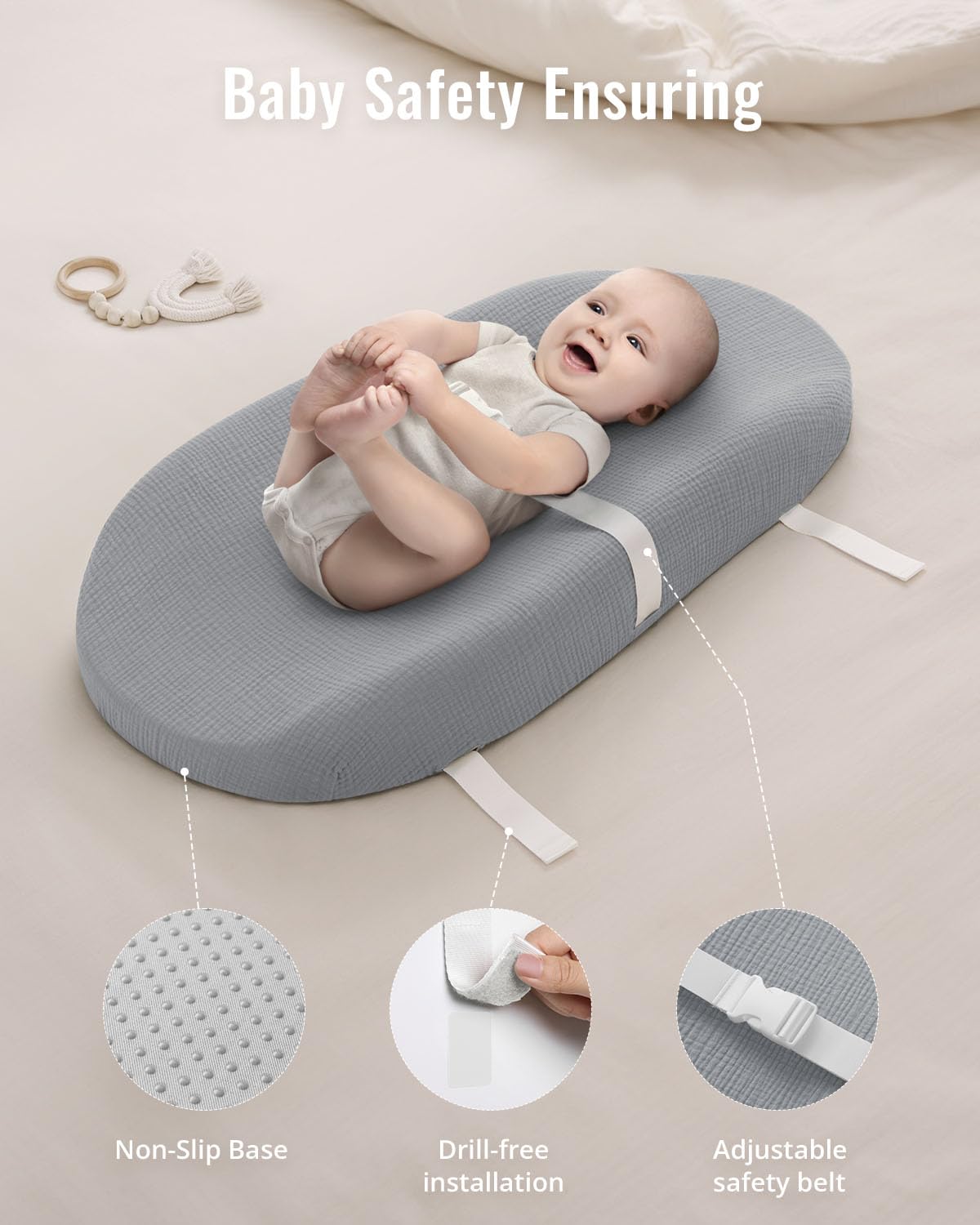Blissful Diary Muslin Baby Changing Pad with Waterproof Lining Foam, Diaper Changing Table Pad with