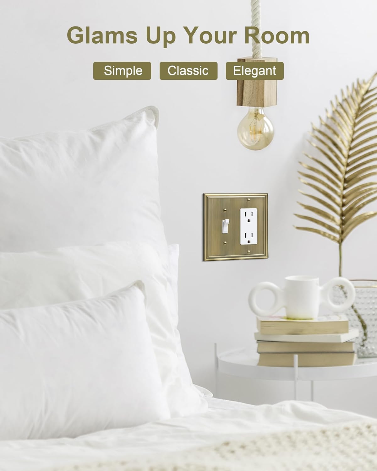 2-Pack Combo Toggle/Decorator Light Switch Cover Plate, Antique Brass Decorative Electrical Outlet