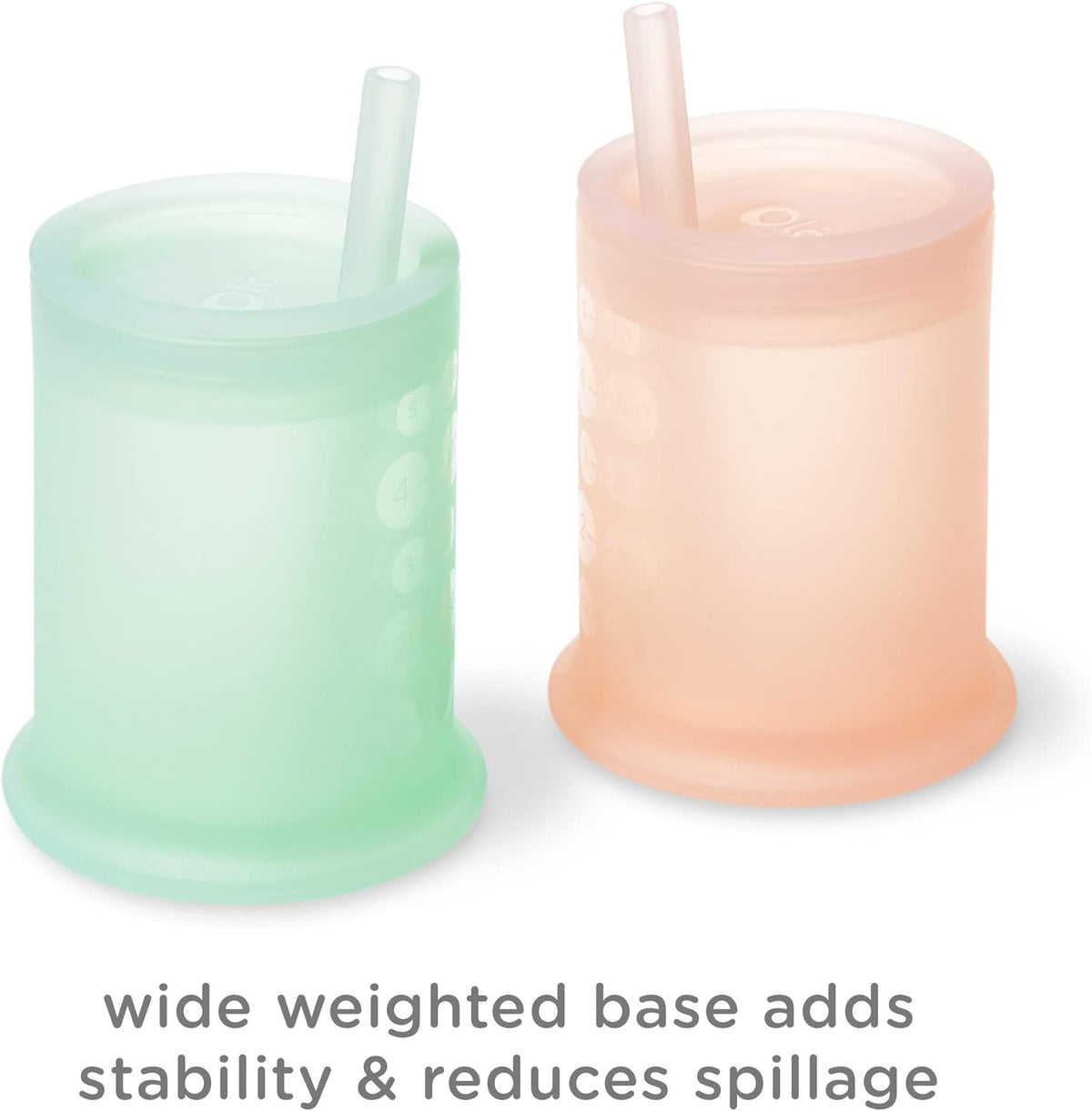 Olababy Silicone Training Cup with Straw Lid | Babies Water Drinking Cup | 6+ Mo Infant To 12-18