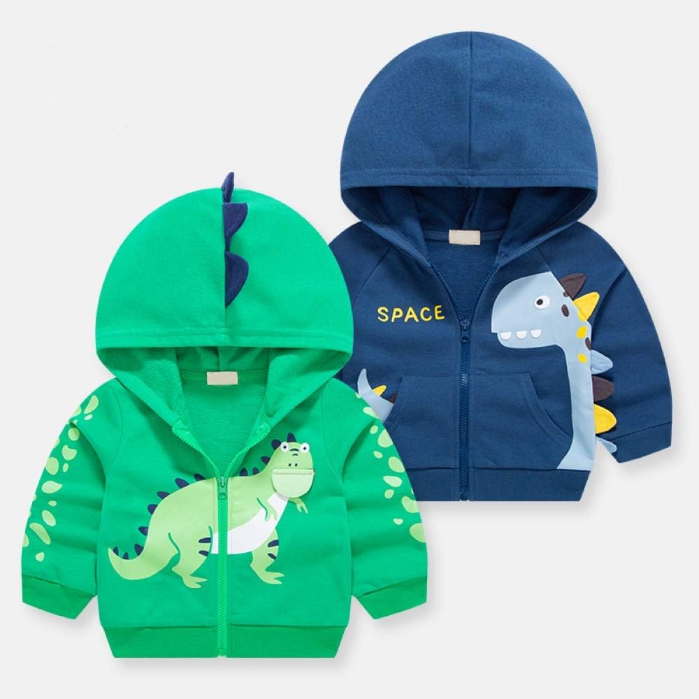 Baby Toddler Boys Dinosaur Hooded Zip Jacket Casual Outerwear Active Sweatshirt