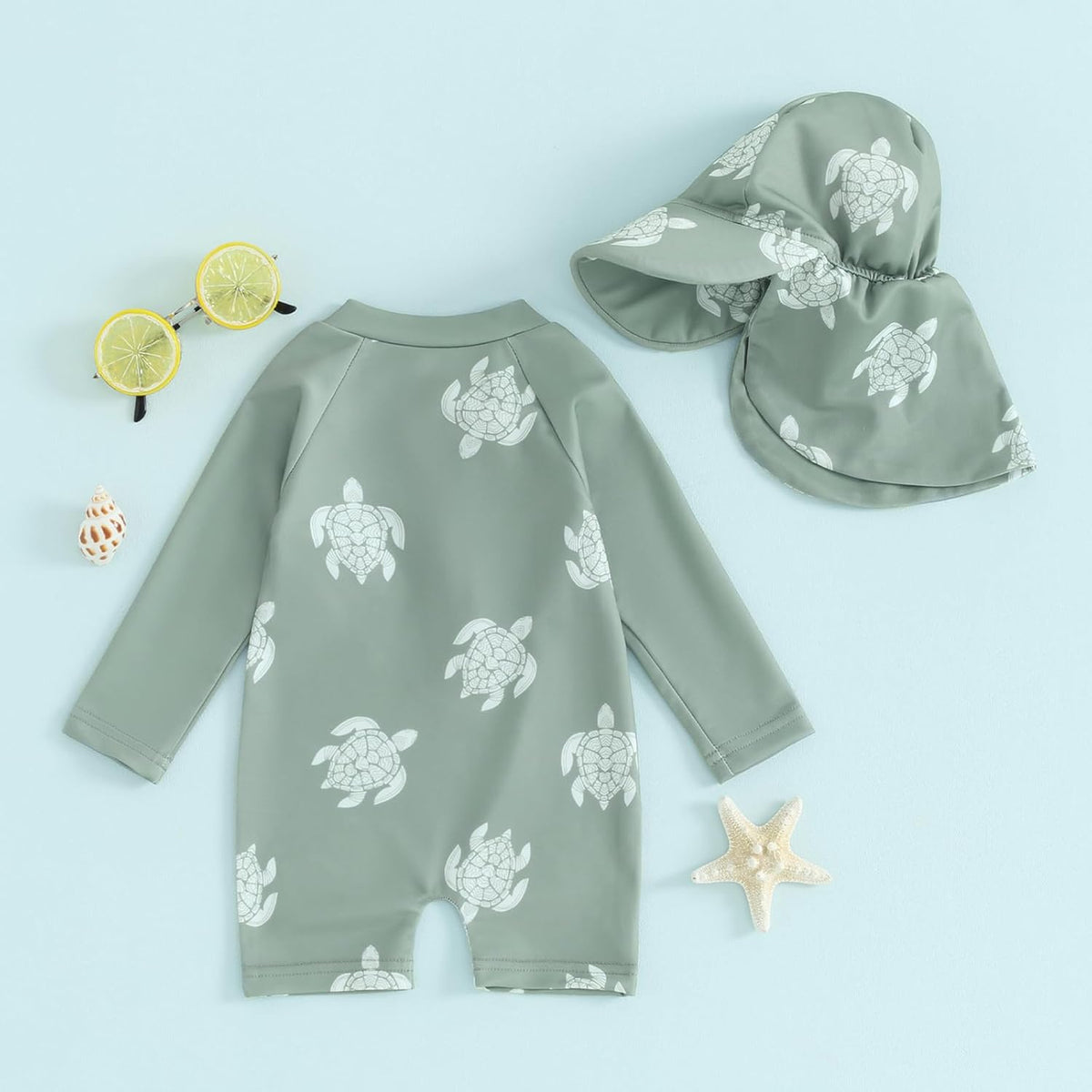Hnyenmcko Baby/Toddler Boy Rash Guard Swimsuit Long Sleeve One Piece Zipper Swimwear Sunsuit Infant