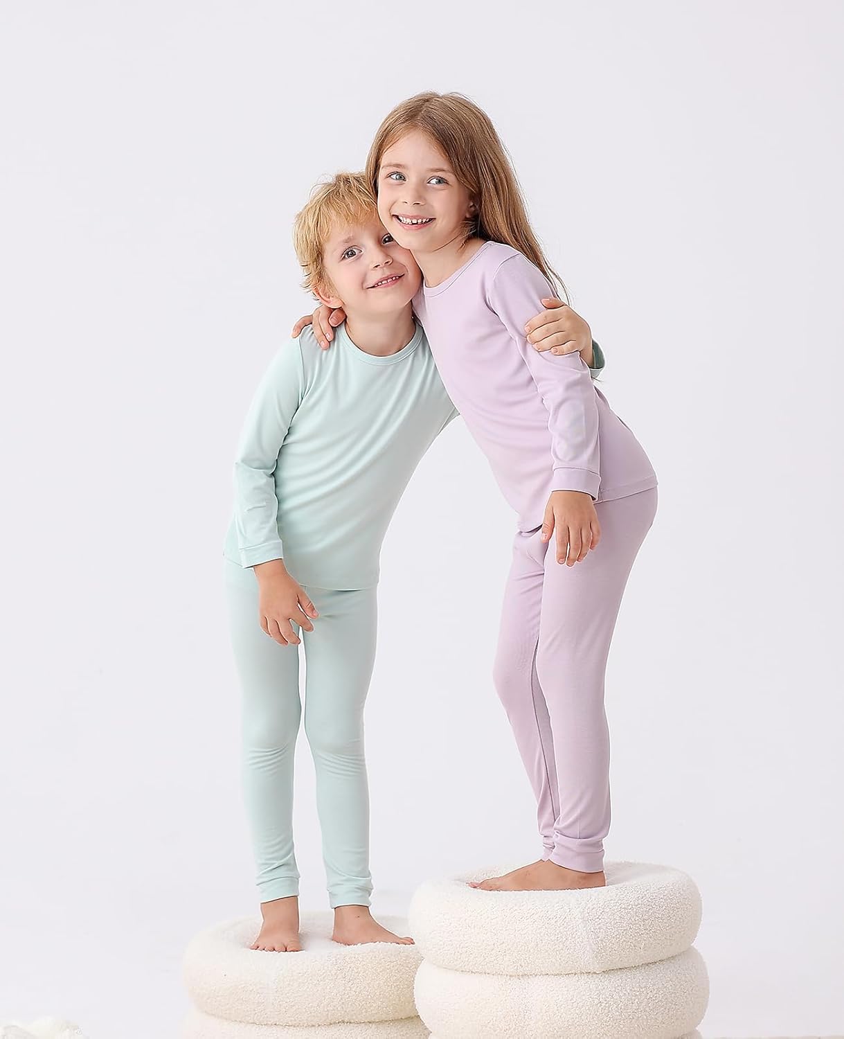 JunNeng Bamboo Viscose Pajamas for Toddler Baby, Boys Girls Solid Snug Fit Pajamas Long Sleeve