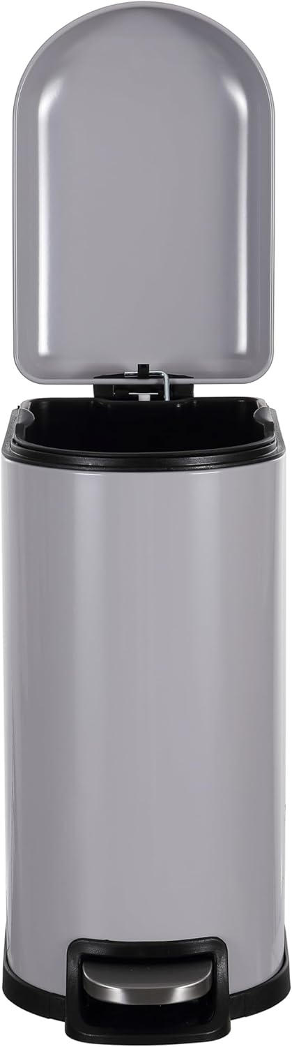 happimess HPM1009I Roland Mini 2.6-Gallon Step-Open Trash Can, Fog Gray,with Soft-Close Lid