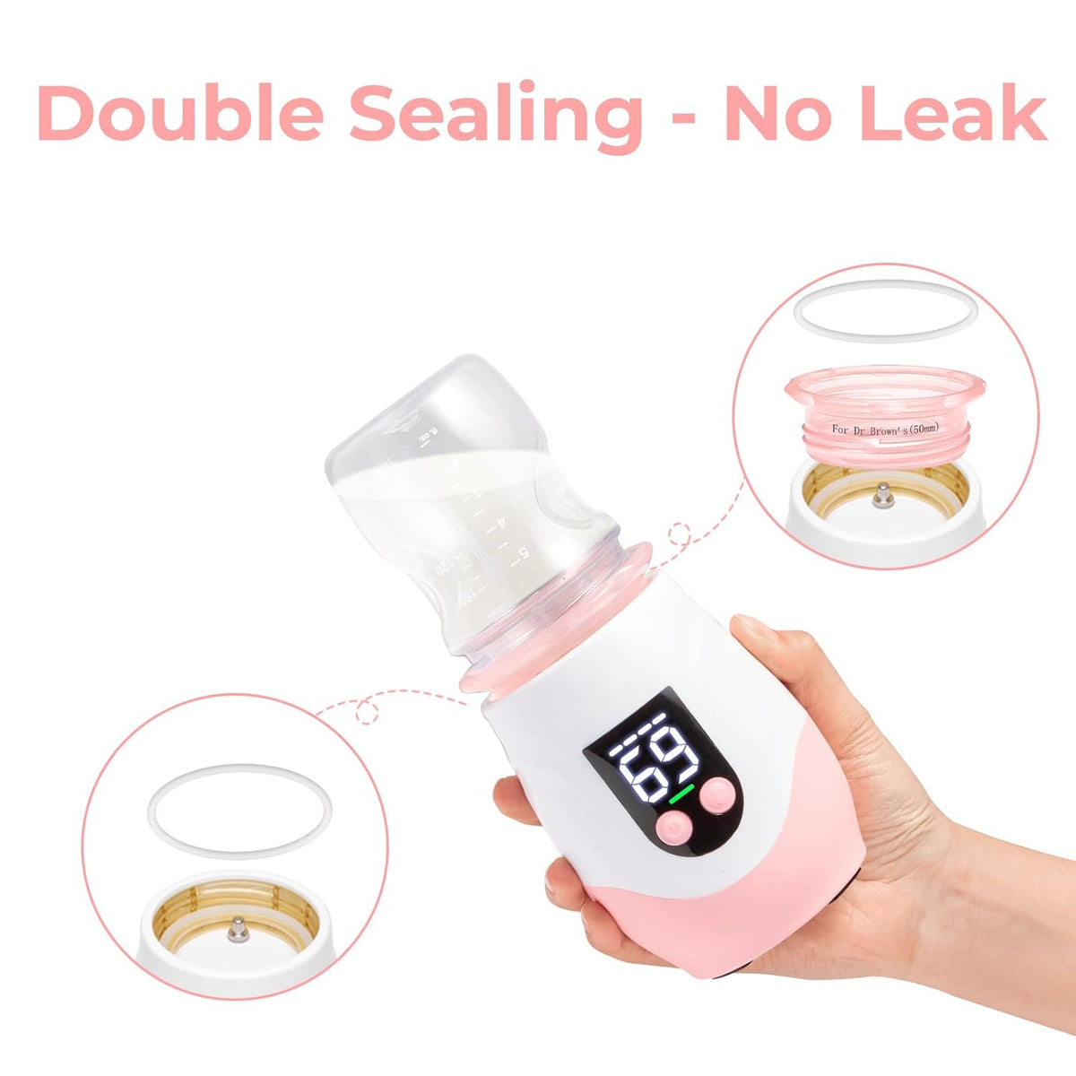 Portable Cordless Baby Bottle Warmer for Travel, Rechargeable with 8 Adapters & 1 Milk Powder