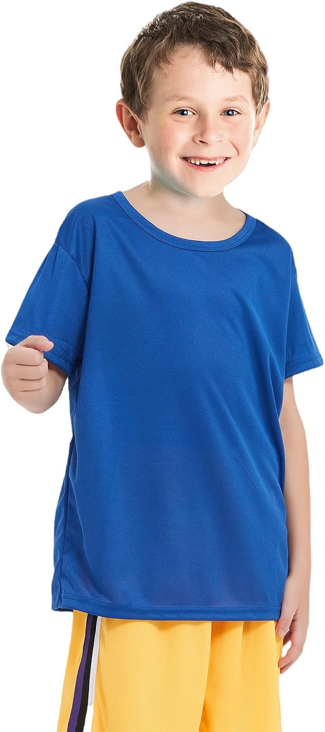 8 Pack Boys Kids Youth Mesh Athletic Quick Dry T Shirts Short Sleeve Moisture Wicking Tee Shirts