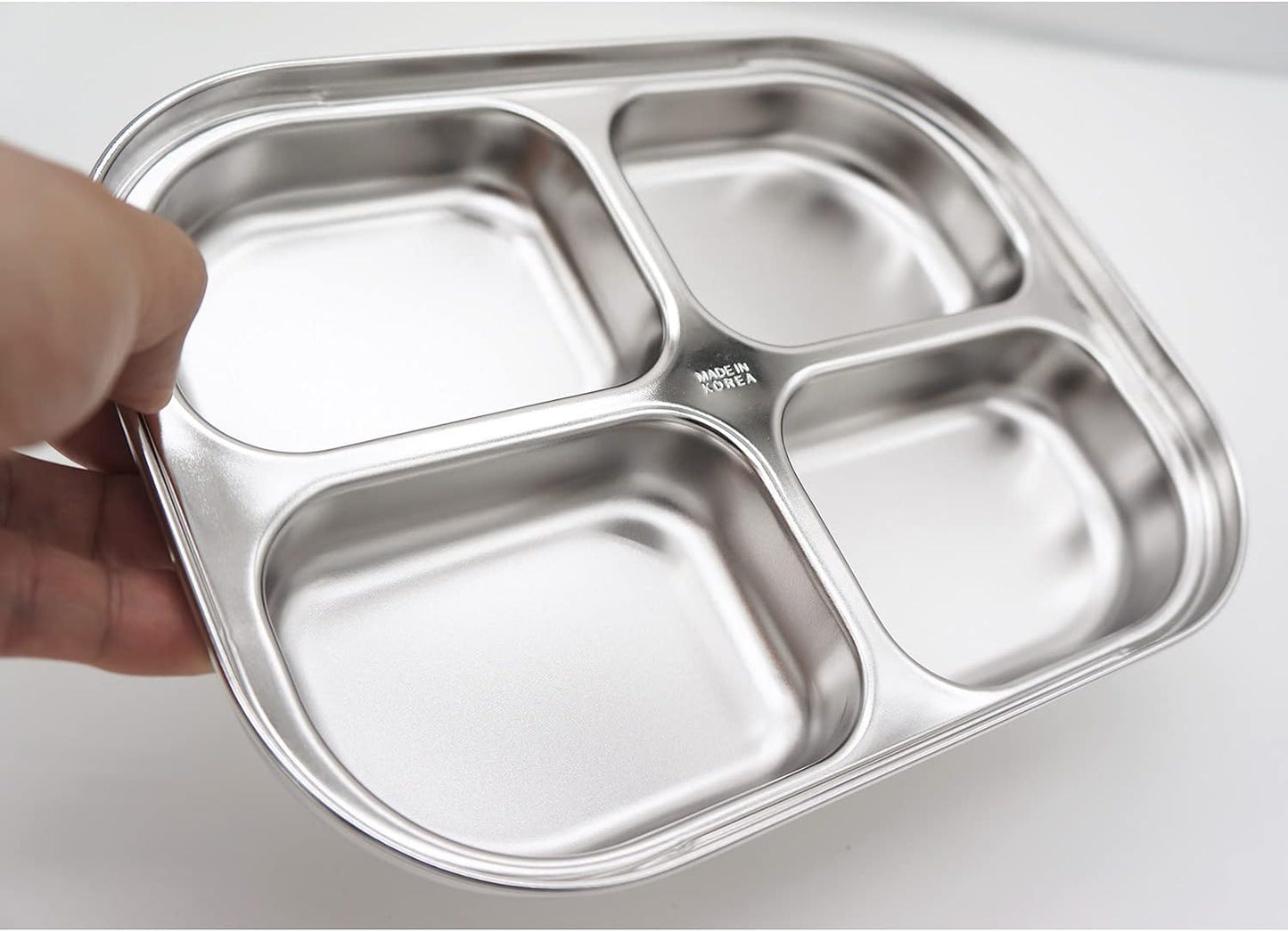 Korean Stainless Steel Divided Plates by KS&E, Little Kids Toddlers Babies Tray, BPA Free, Diet