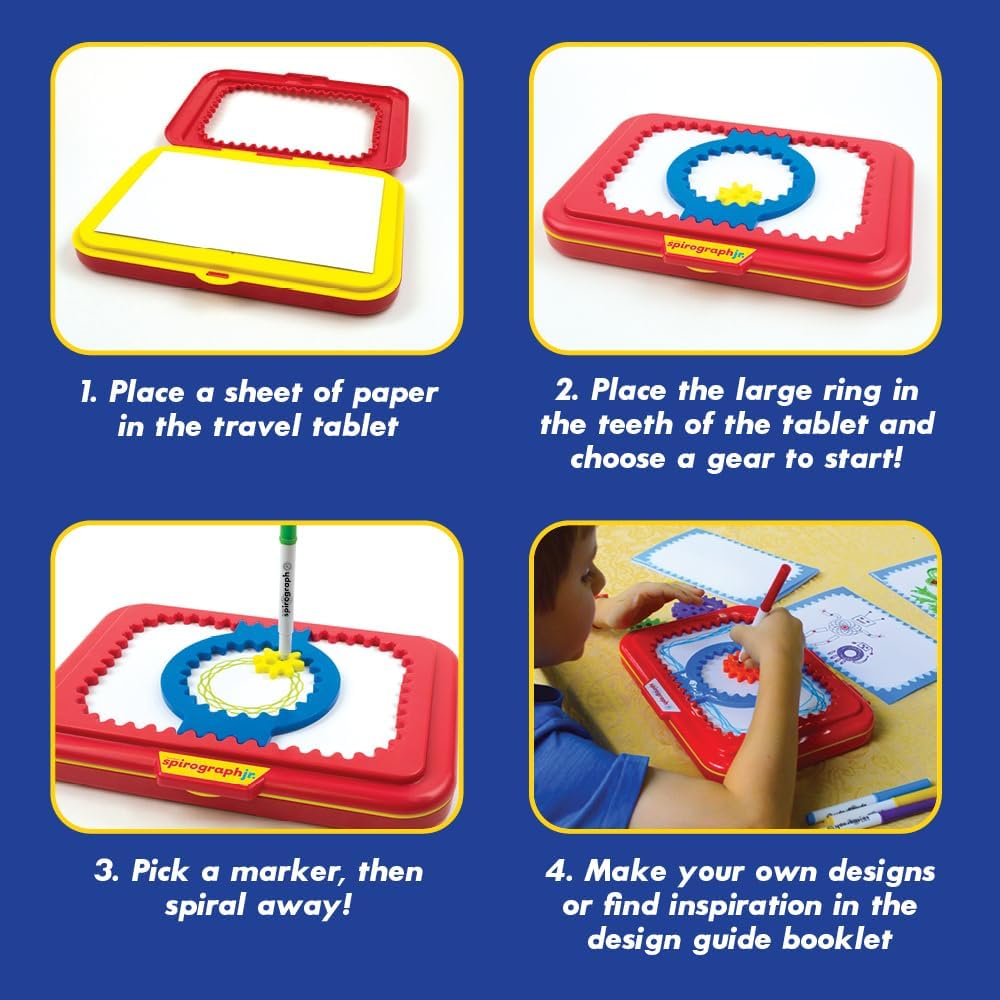 Spirograph Jr. — Jumbo Sized Gears Classic Retro Toy For Spiral Drawing Art Design Toy Kit for