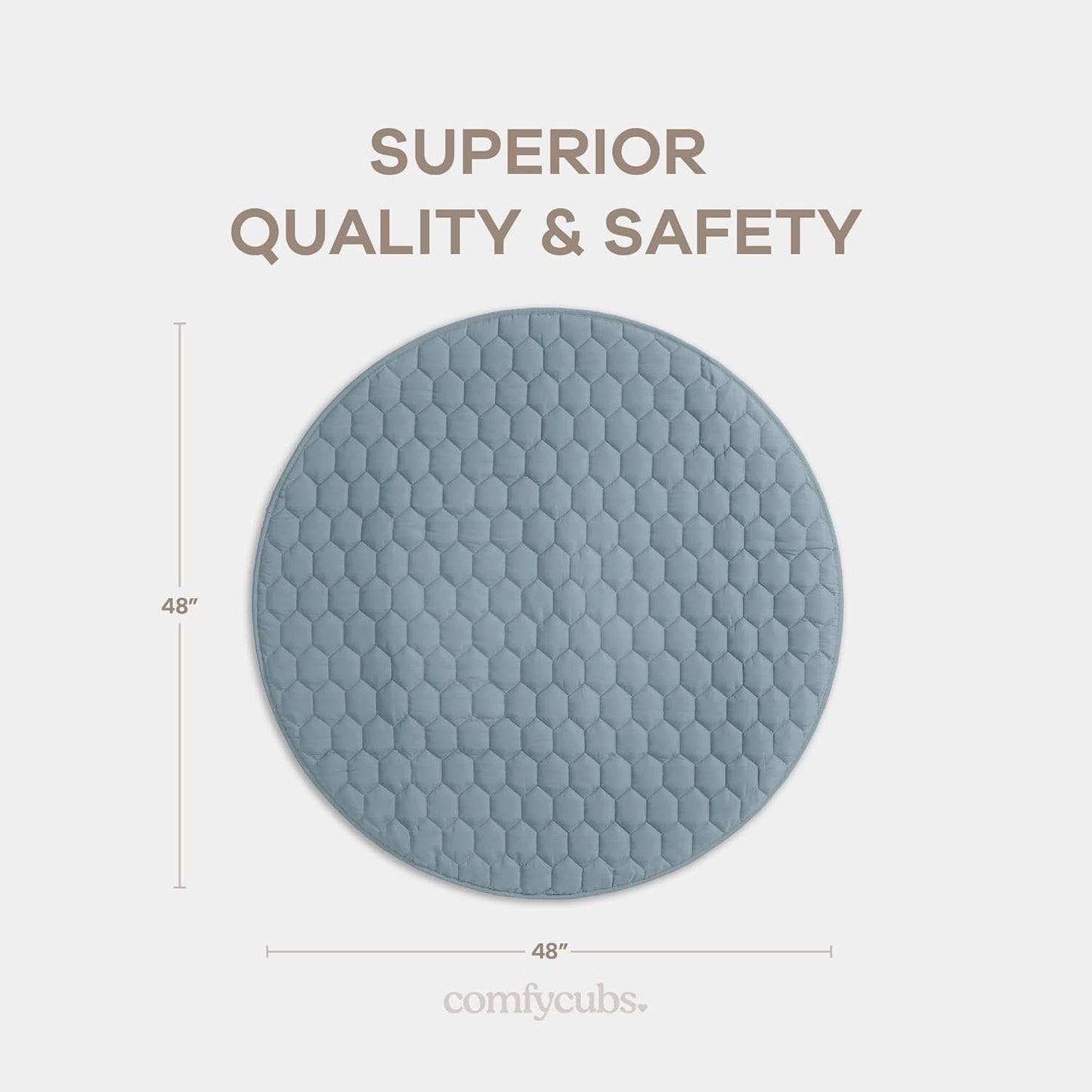 Comfy Cubs Round Kids Play Mat - Medium 48 inches Soft Quilted Baby Floor Mat with Non-Slip Bottom