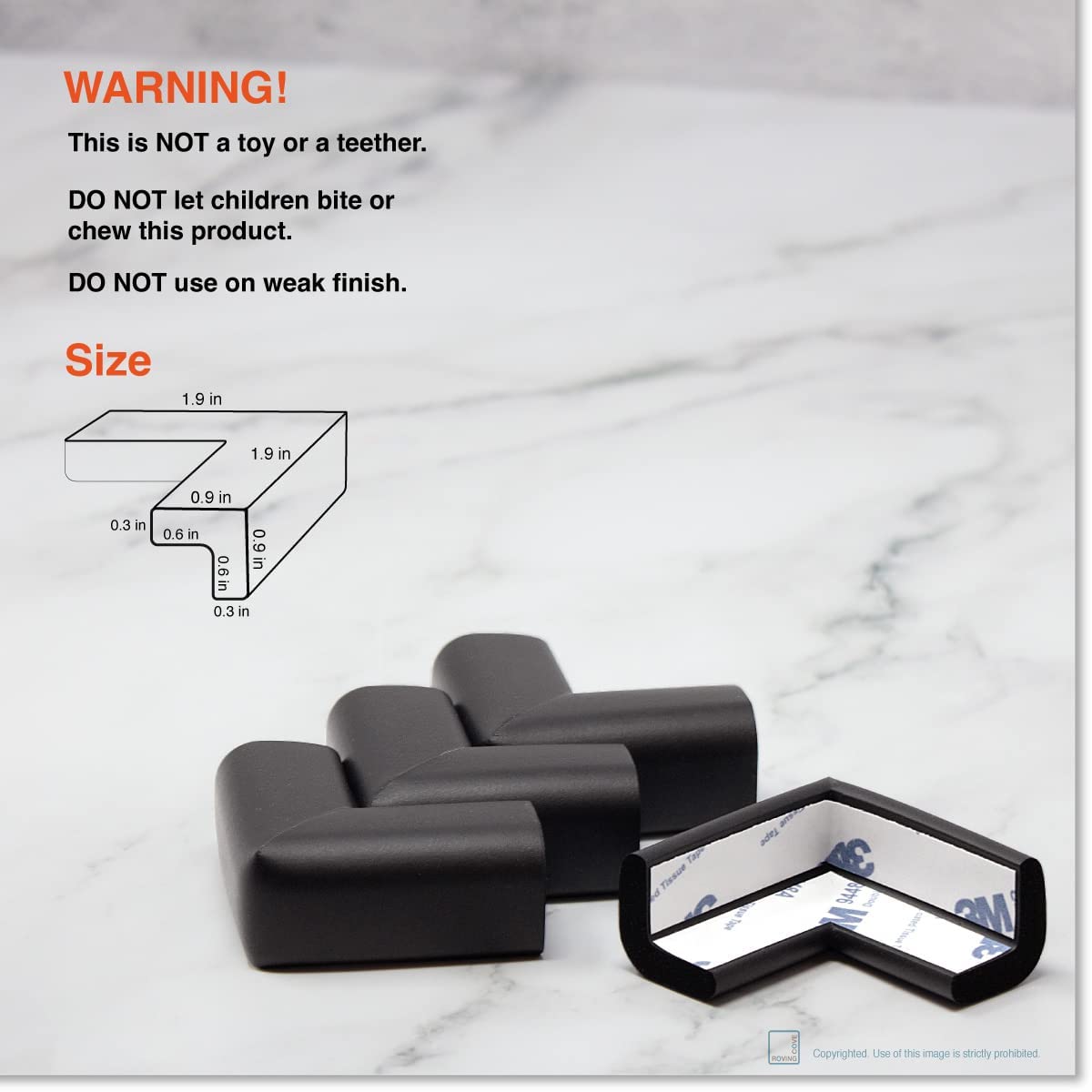 Roving Cove Slim-Fit Corner Edge Protector for Baby Proofing (Small 15ft Edge 4 Corners), Furniture