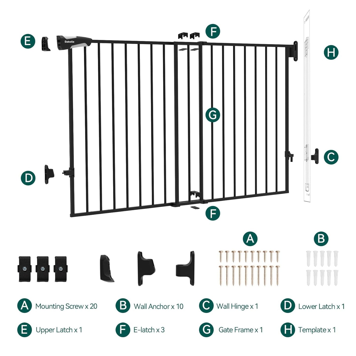 Babelio 31.5-55" No Bottom Bar Baby Gate Extra Wide, 2-in-1 Auto Close Dog Gate for The House
