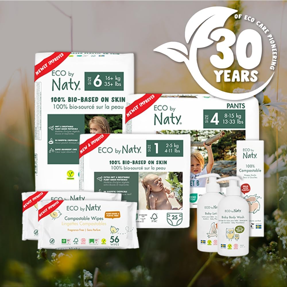 Eco by Naty Baby Wipes Unscented - 100% Compostable and Plant-Based Wipes, Good for Babies and