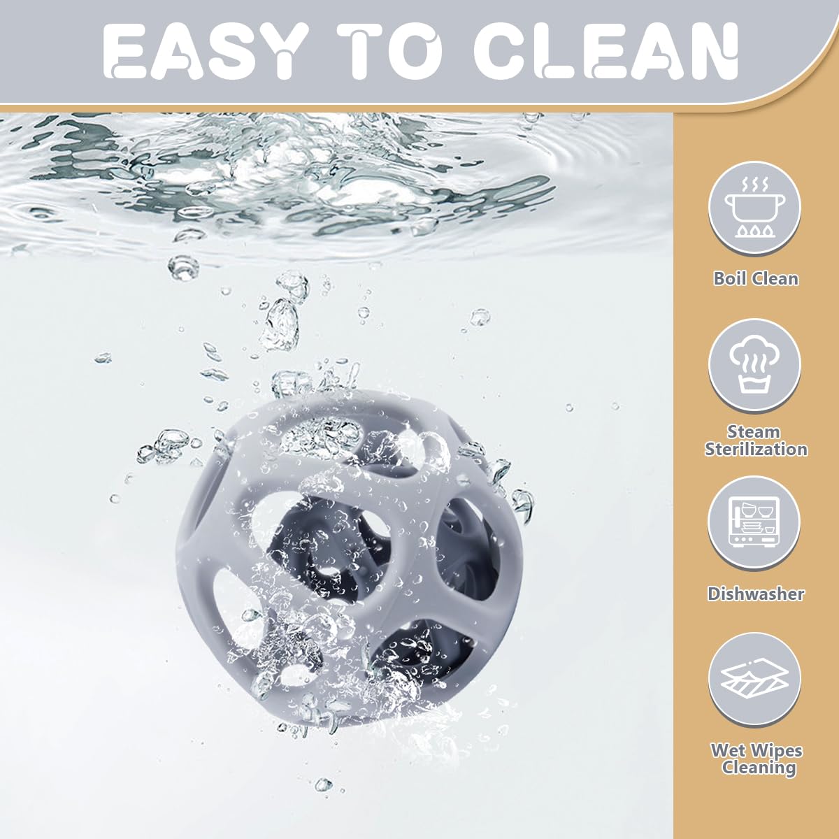 MCGMITT Silicone Baby Teether Ball Toy, Easy Grasp Sensory Balls for Babies 0-6-12 Months, Food