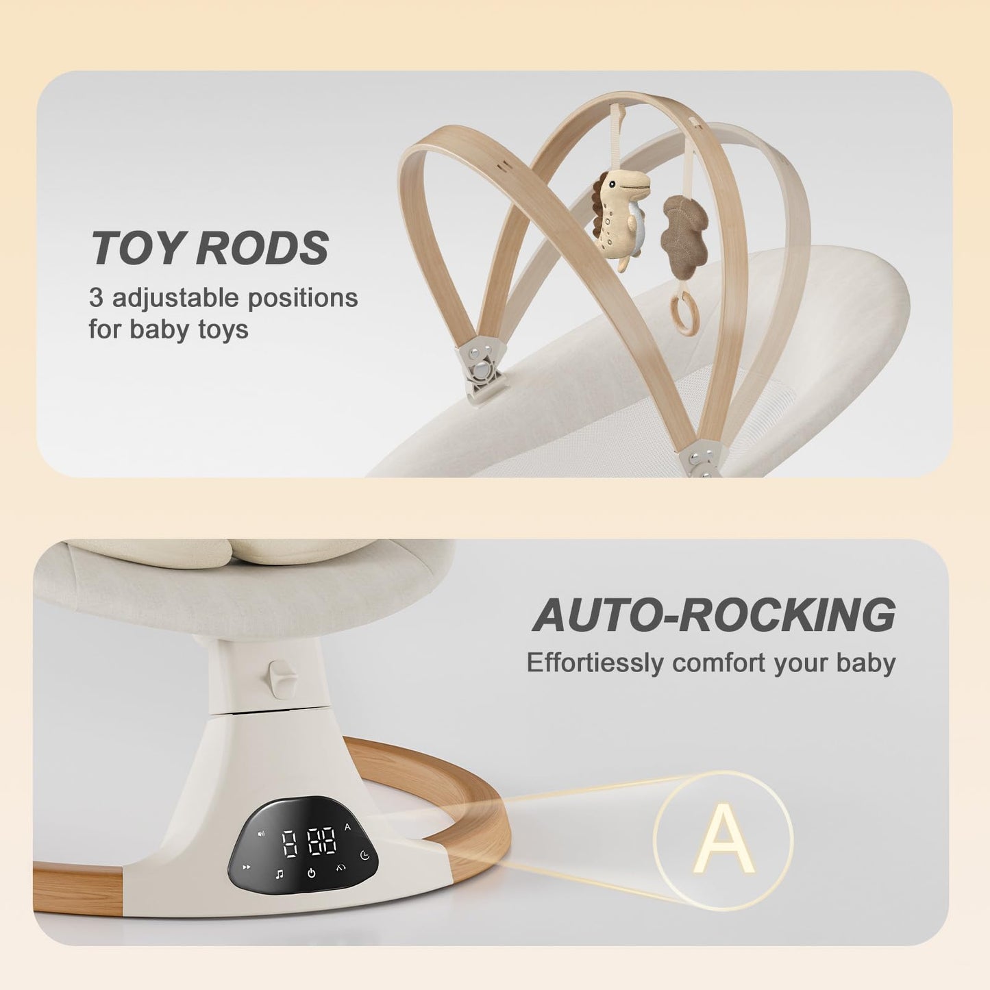 Monamii Baby Swings for Infants, Bluetooth Infant Swing with Music Speaker