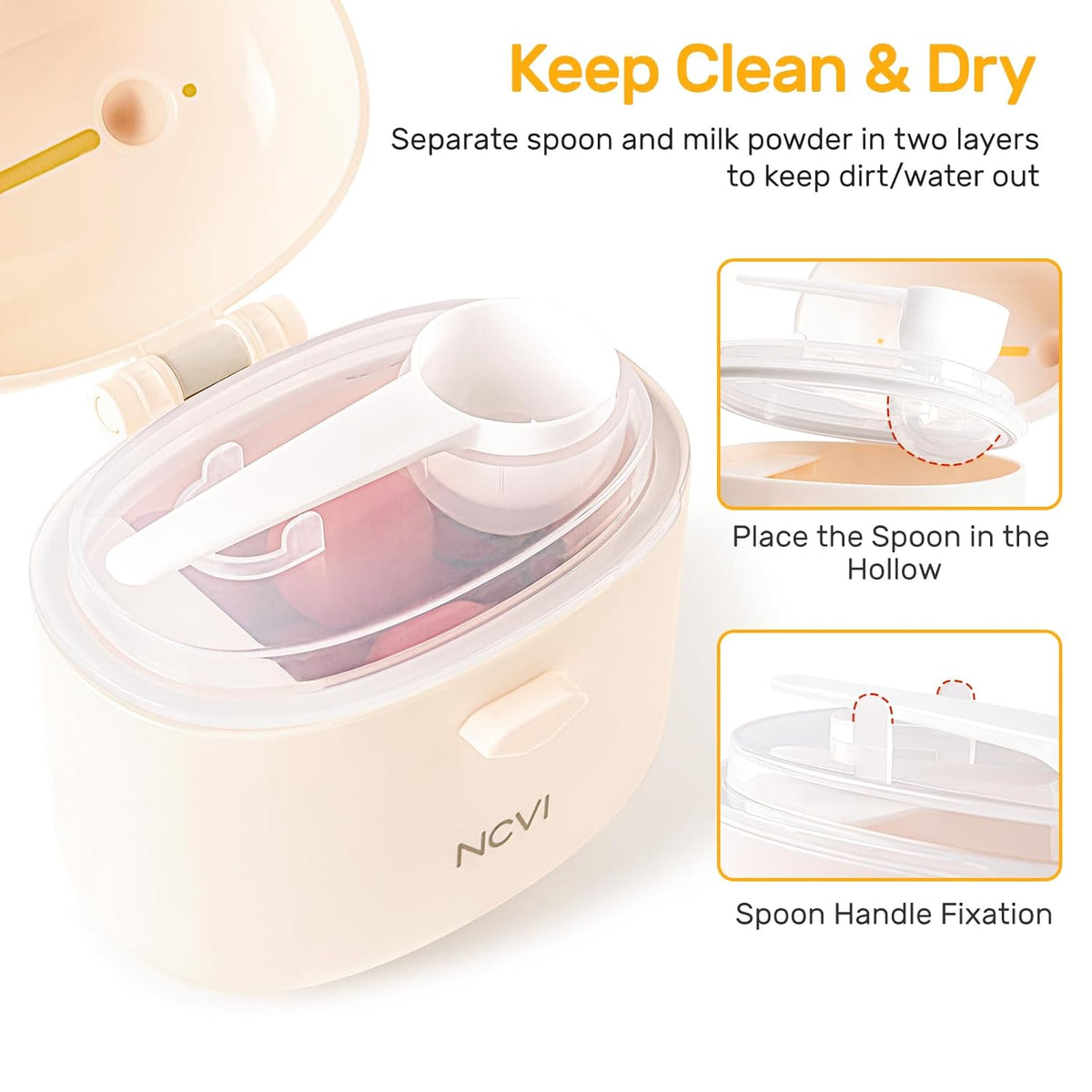 NCVI Formula Dispenser On the Go, Portable Baby Travel Milk Powder Formula Container Holder to Go