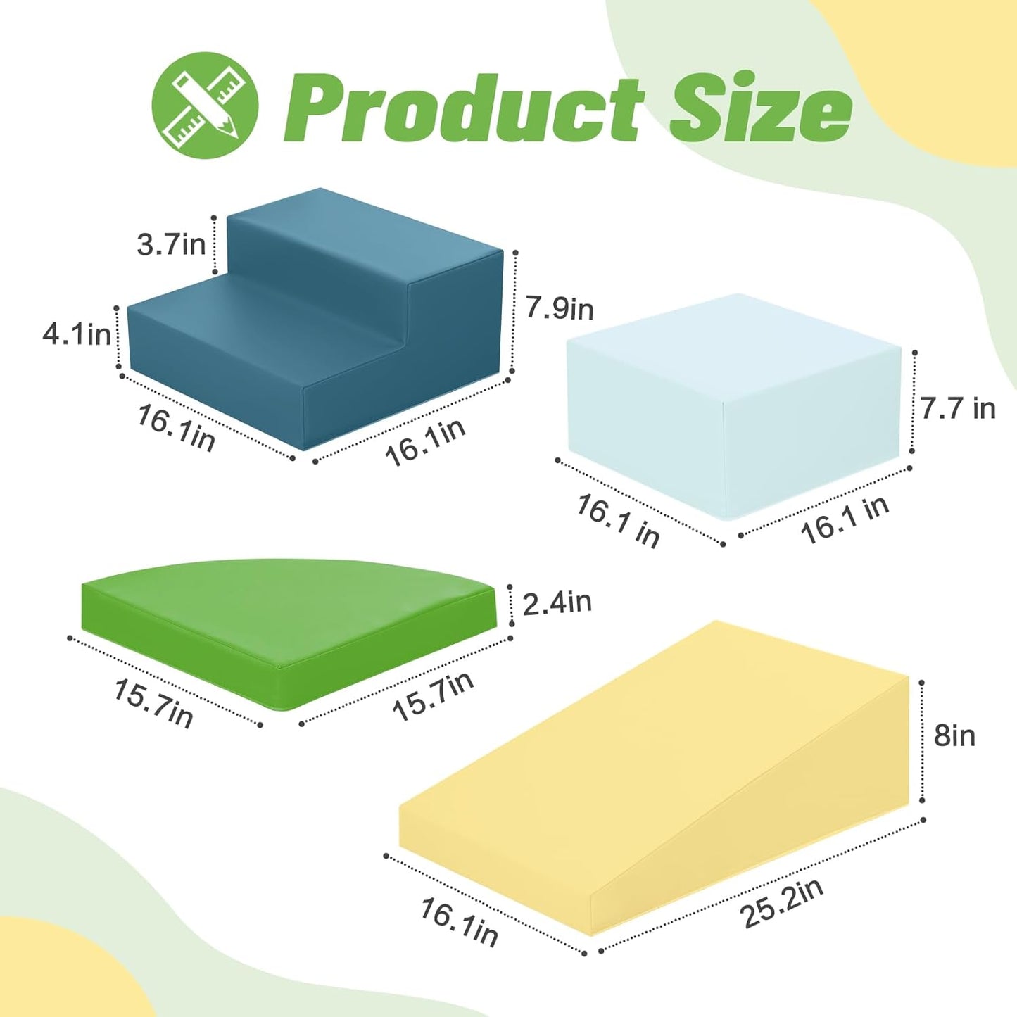 6-Piece Soft PU Leather Toddlers Climbing Toys, Baby Foam Climbing Blocks for Toddlers 3, Foam Play