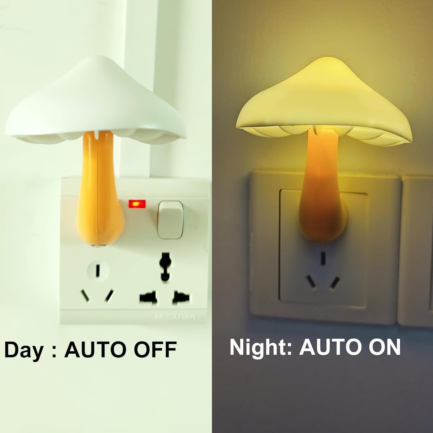 AUSAYE 5 Pack Sensor LED Night Lights Plug into Wall Lamp Mushroom Light for Adults Kids NightLight