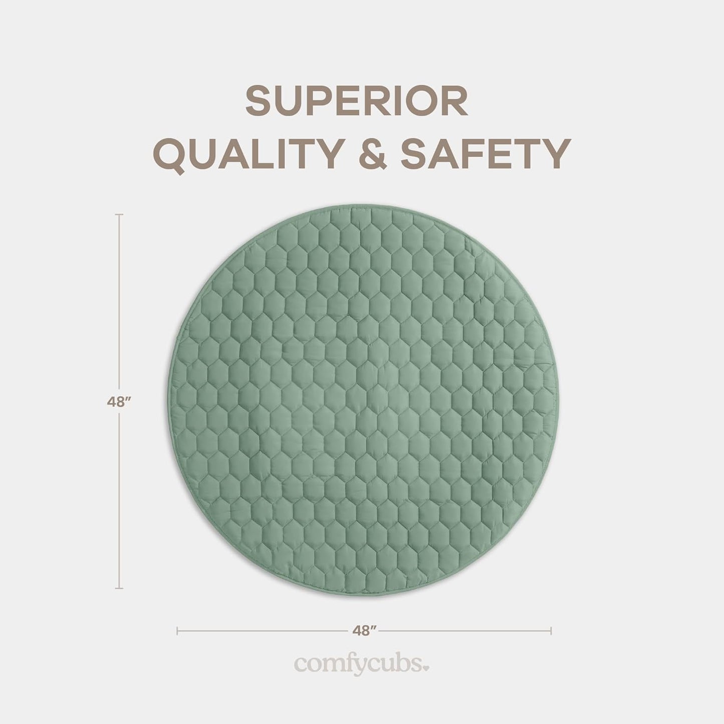 Comfy Cubs Round Kids Play Mat - Medium 48 inches Soft Quilted Baby Floor Mat with Non-Slip Bottom