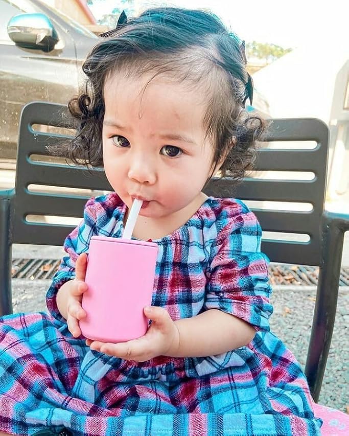 Avanchy Silicone Training Sippy Cup with Straw Lid – Tiny Cup for Babies 6+ Months to Toddlers 1