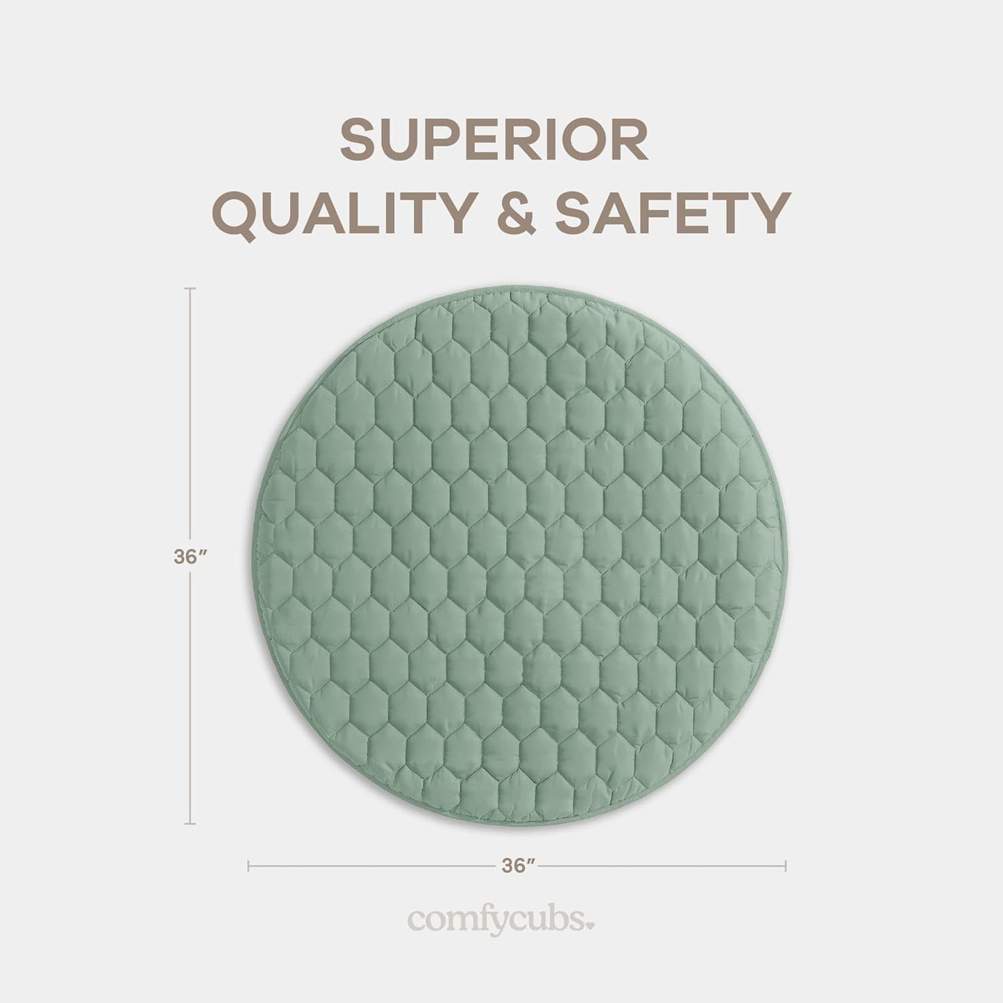 Comfy Cubs Round Kids Play Mat -Small 36 inches Soft Quilted Baby Floor Mat with Non-Slip Bottom