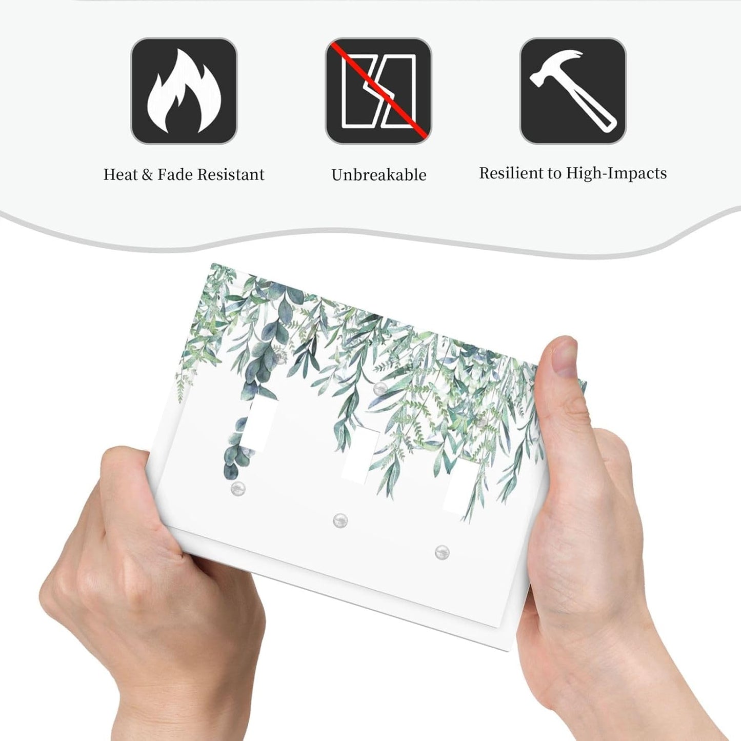 Eucalyptus Leaves Greenery Vine Flowers Simplicity Decorative Switch Plates 3 Gang Wall Plate