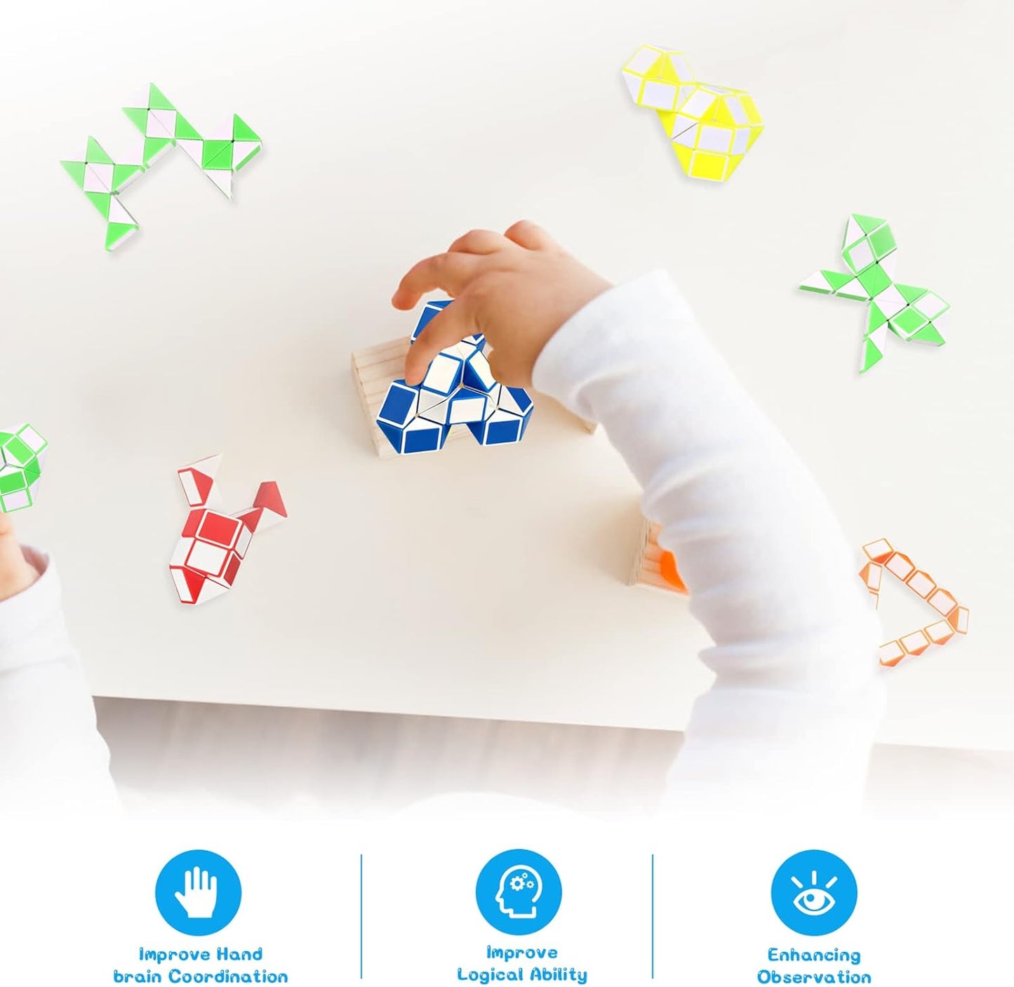 Ganowo 24 Pack Fidget Snake Cube, Mini Twist Puzzle Party Bag Fillers Bulk Toys for Kids Teens