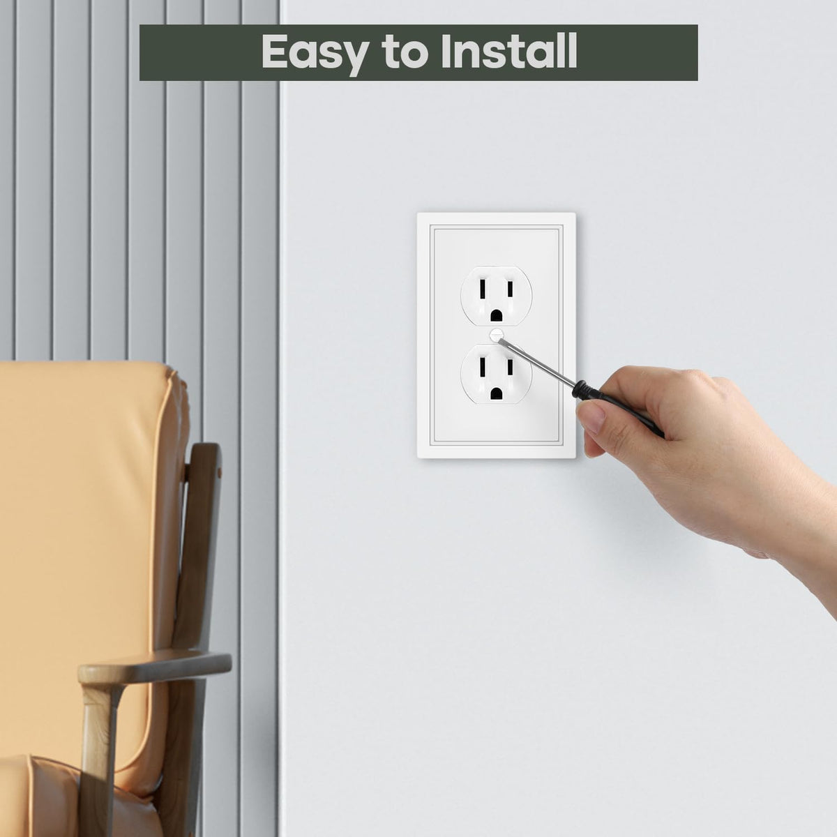 White Decorative Outlet Cover Wall Plates, Classic Switch Plates and Outlet Covers, Natural Bamboo