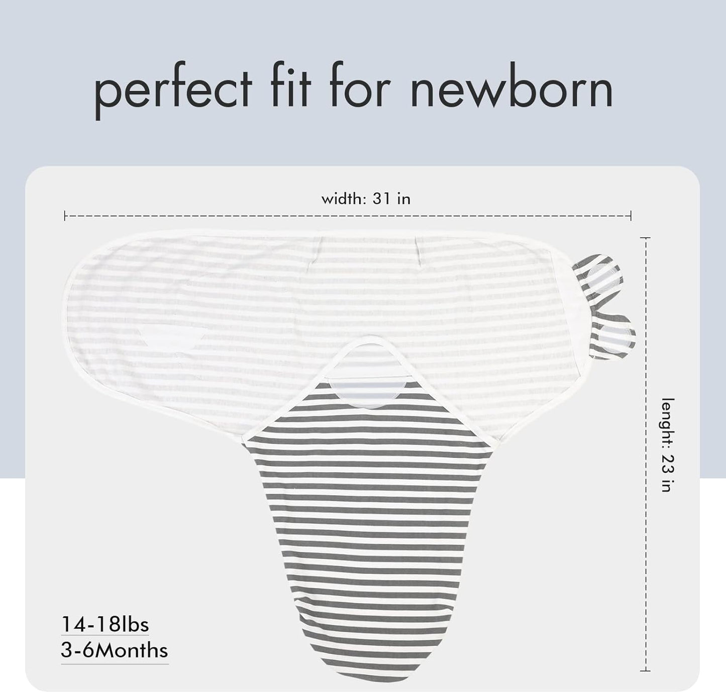 GLLQUEN BABY Swaddle Blankets for Baby Boy Girl, 3-6 Months, Gray Elephant Star & Stripe, 3 Pack