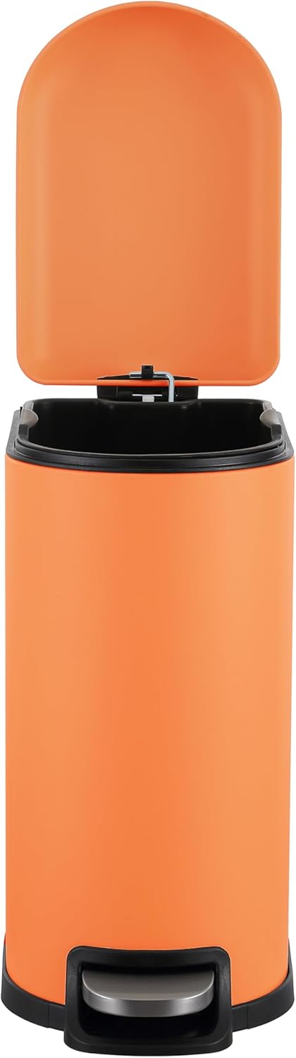 happimess HPM1009K Roland Mini 2.6-Gallon Step-Open Trash Can, Carrot Cake,with Soft-Close Lid