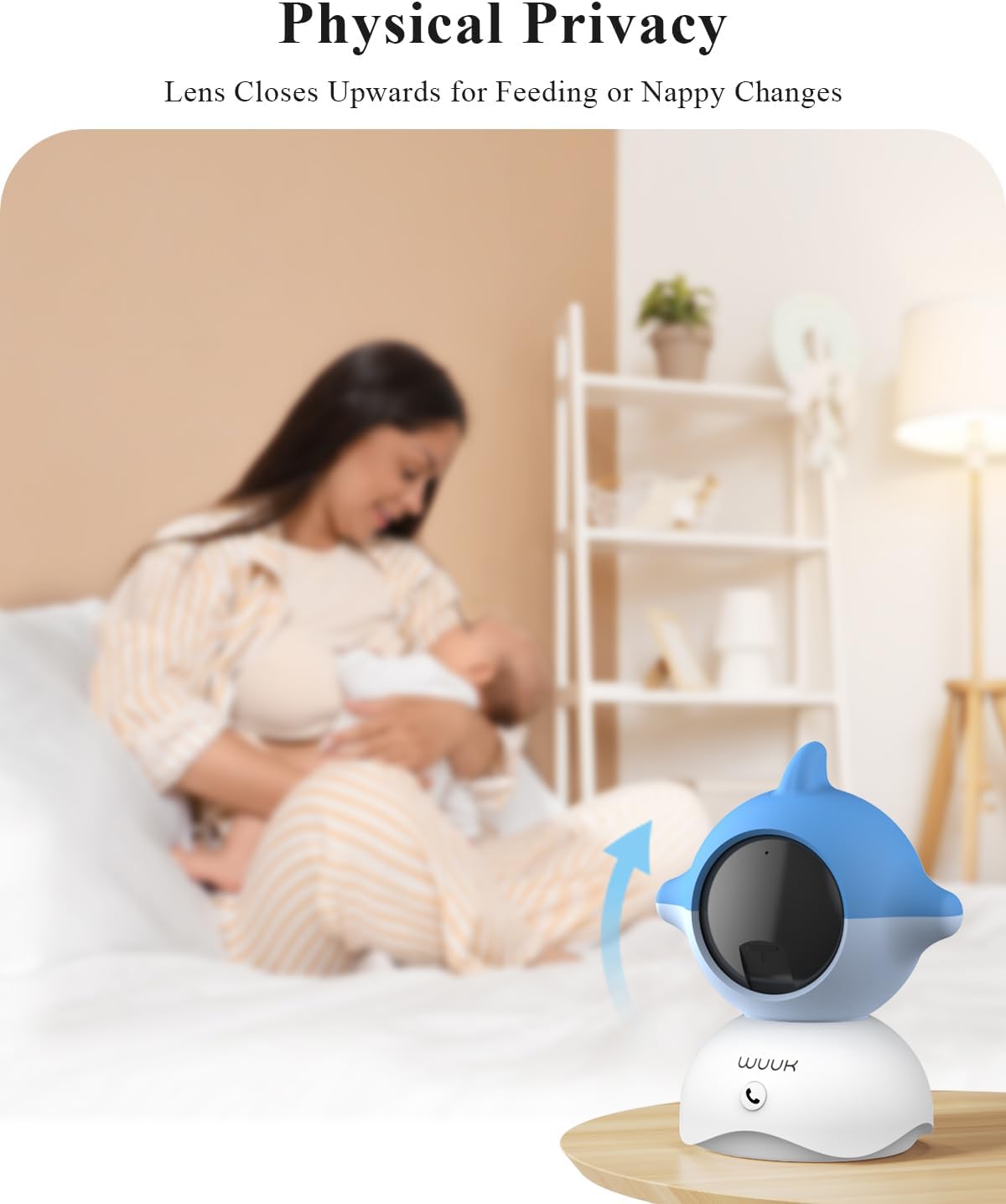 WUUK 2K Video Baby Monitor, 5.5'' Baby Monitor with 360 PTZ Color Display with 135° Wide Angle