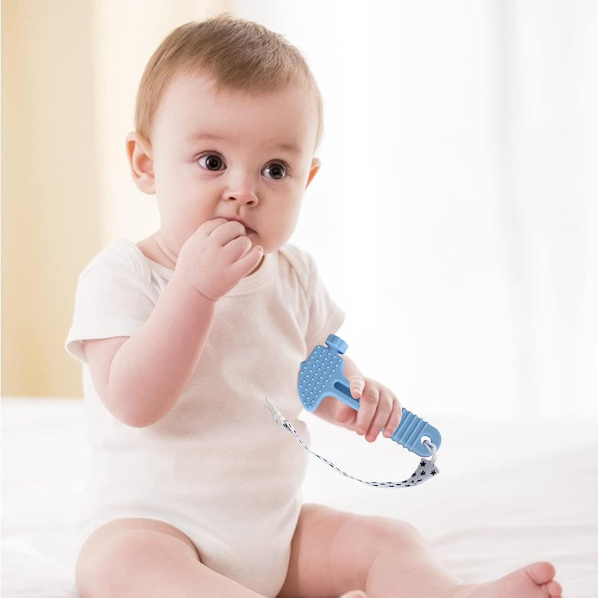 Fu Store 4 Pack Soft Silicone Teething Toys for 0-12Months 6-24 Months Toddlers Infant Hammer Tools