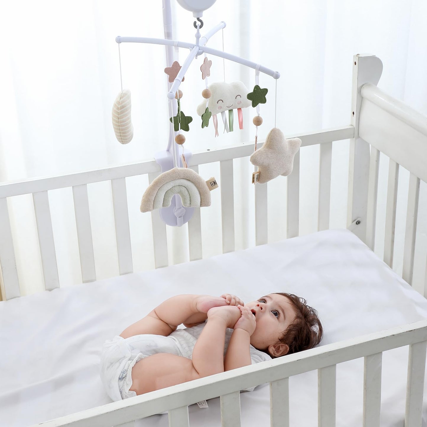 COTTONBEBE Crib Mobile 35 Lullaby Music, Cotton Baby Mobiles for Cribs & Pack N Play, Easy to
