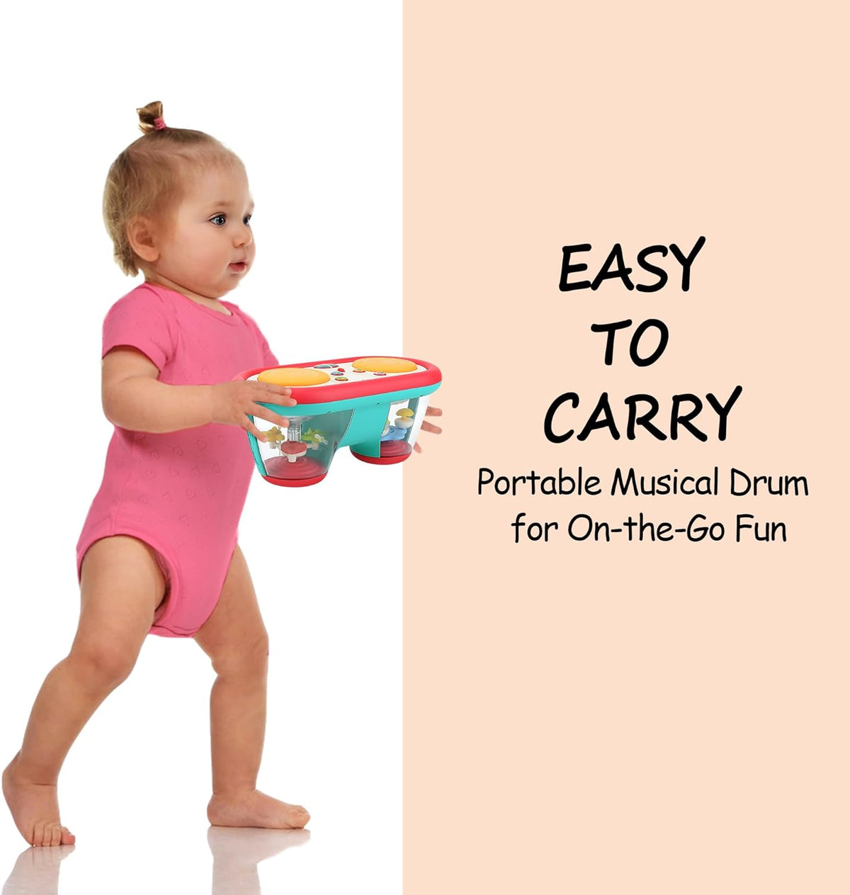 Baby Toys for 6 to 12 Months, Drum Musical Learning Infant Toys Rotating Light Up Toys for 12-18