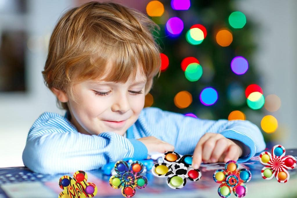 12 Pcs Pop Bubble Fidget Spinners for Party Favors, Hand Fidget Bulk Toys for Classroom Prizes