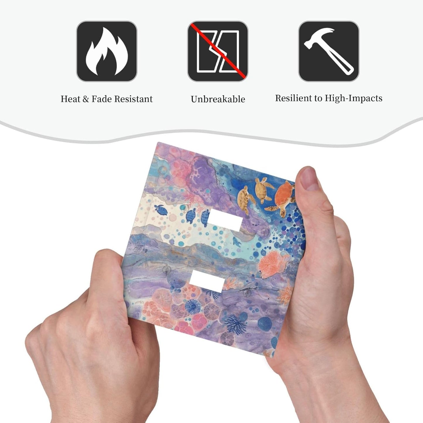 Turtle Coral Fish Watercolor Colorful Underwater World Decorative Switch Plates 2 Gang Double
