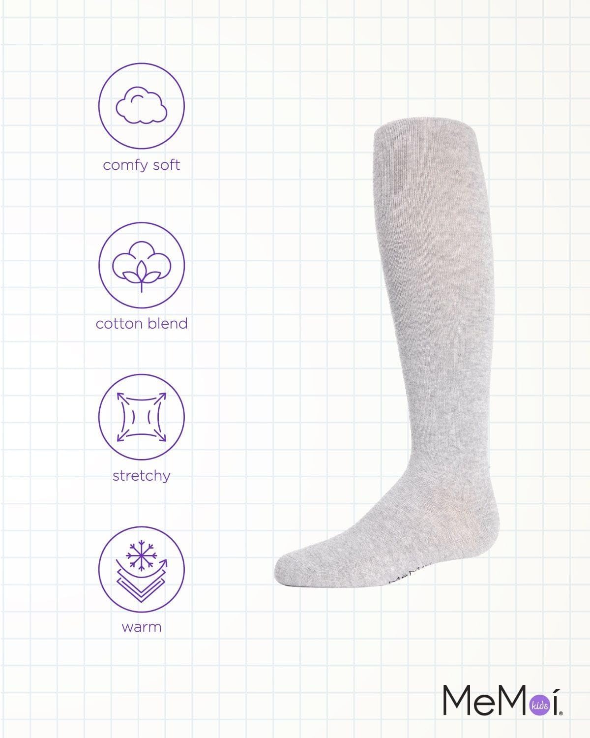 MeMoi Soft Pima Cotton Tights for Girls, Soft and Lightweight Opaque Tights for girls - Sizes 8 to