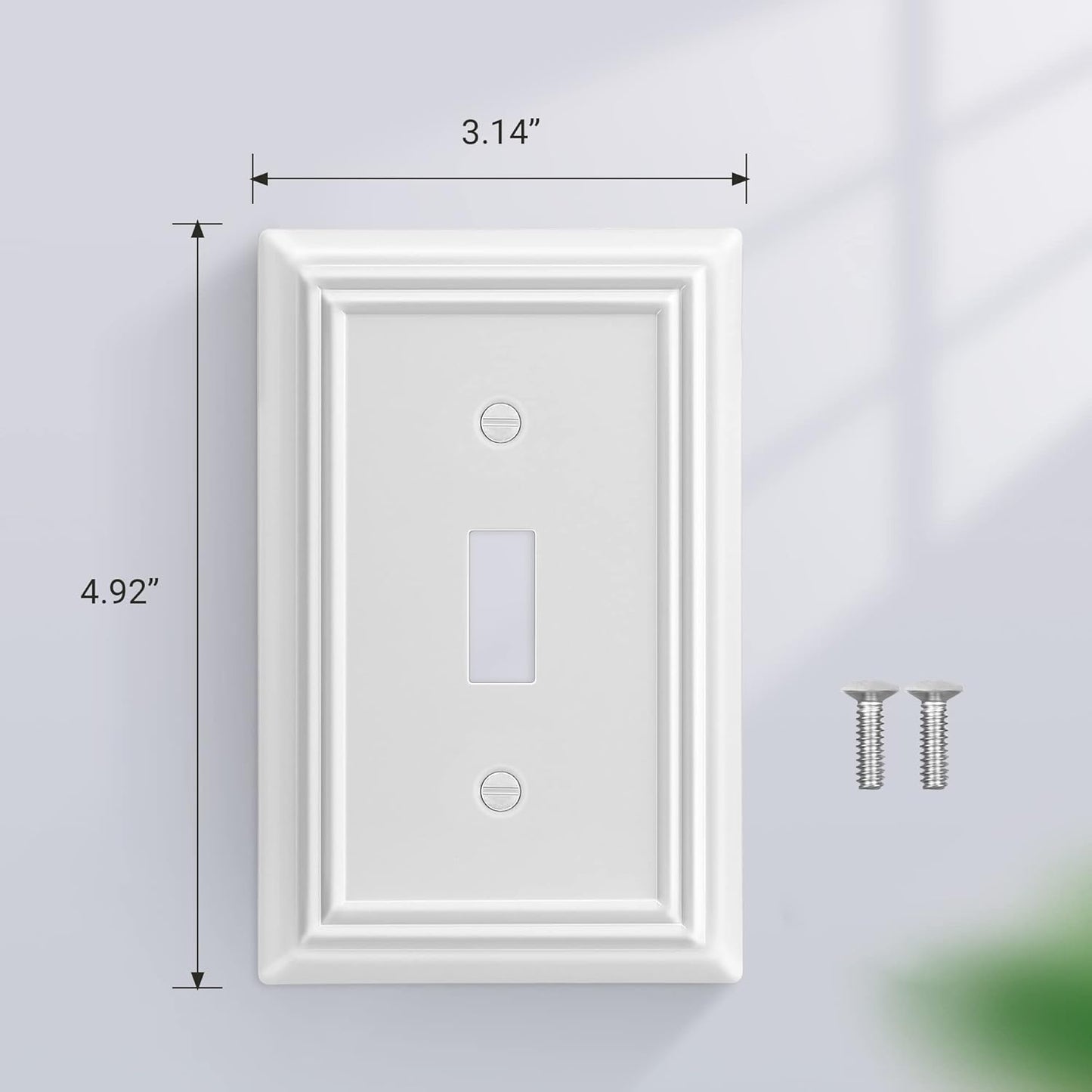 DEWENWILS 4-Pack Toggle Wallplate, Metal Light Switch Covers with White Finish, Heavy Duty Face