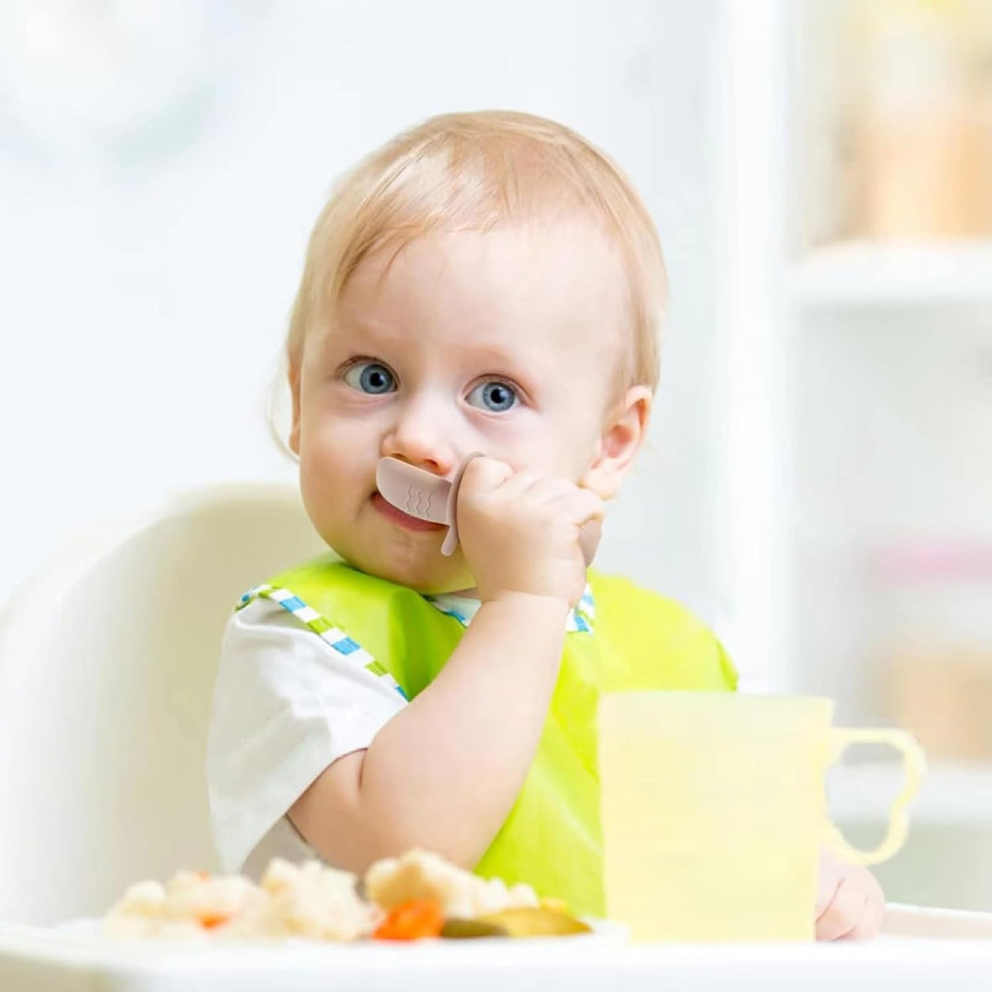 PandaEar 6 Pack Silicone Baby Spoons and Fork Feeding Set- Anti-Choke First Self Feeding Utensils
