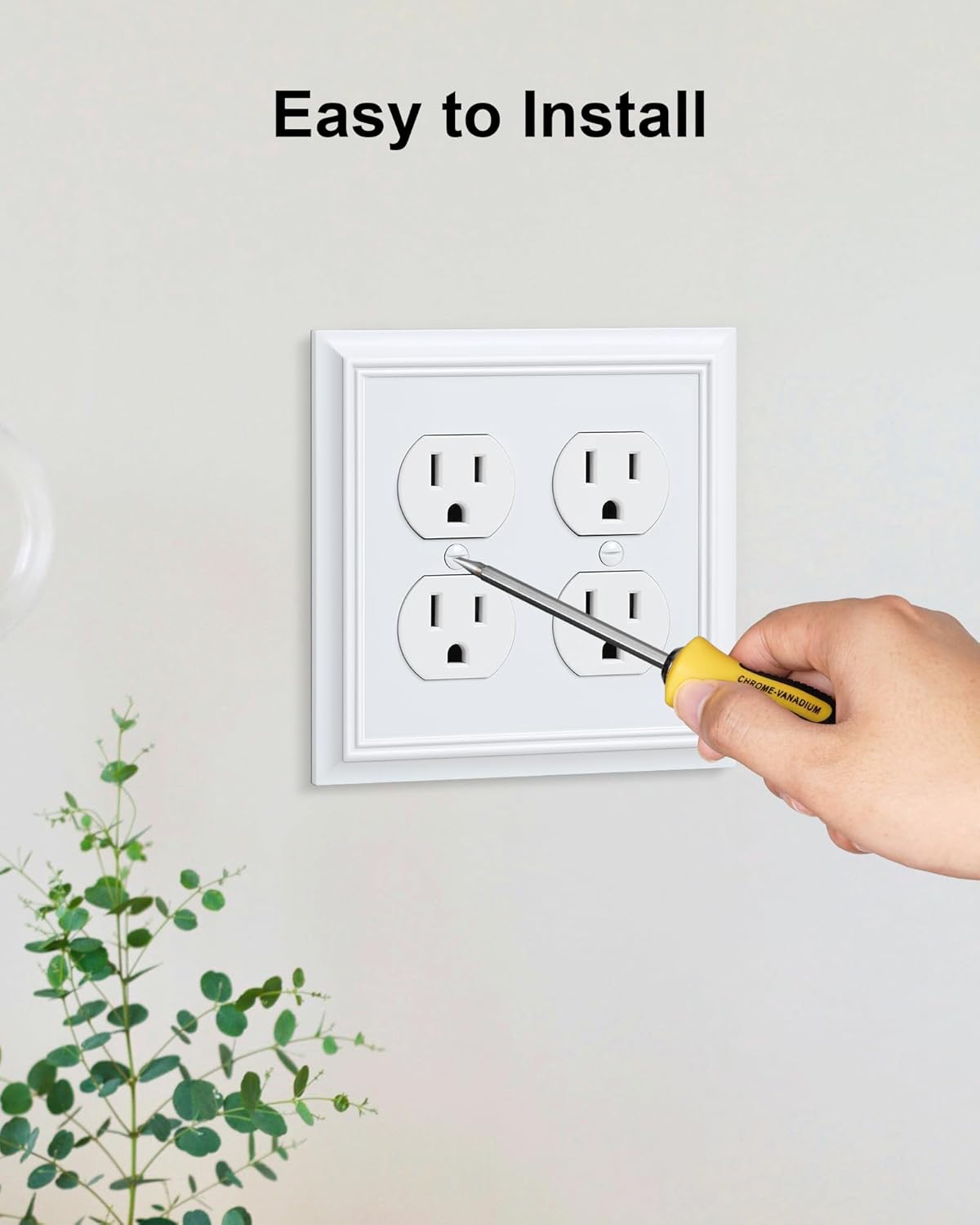 2-Pack Double Duplex Outlet Cover, Pure White Decorative Switch Plates and Outlet Covers for